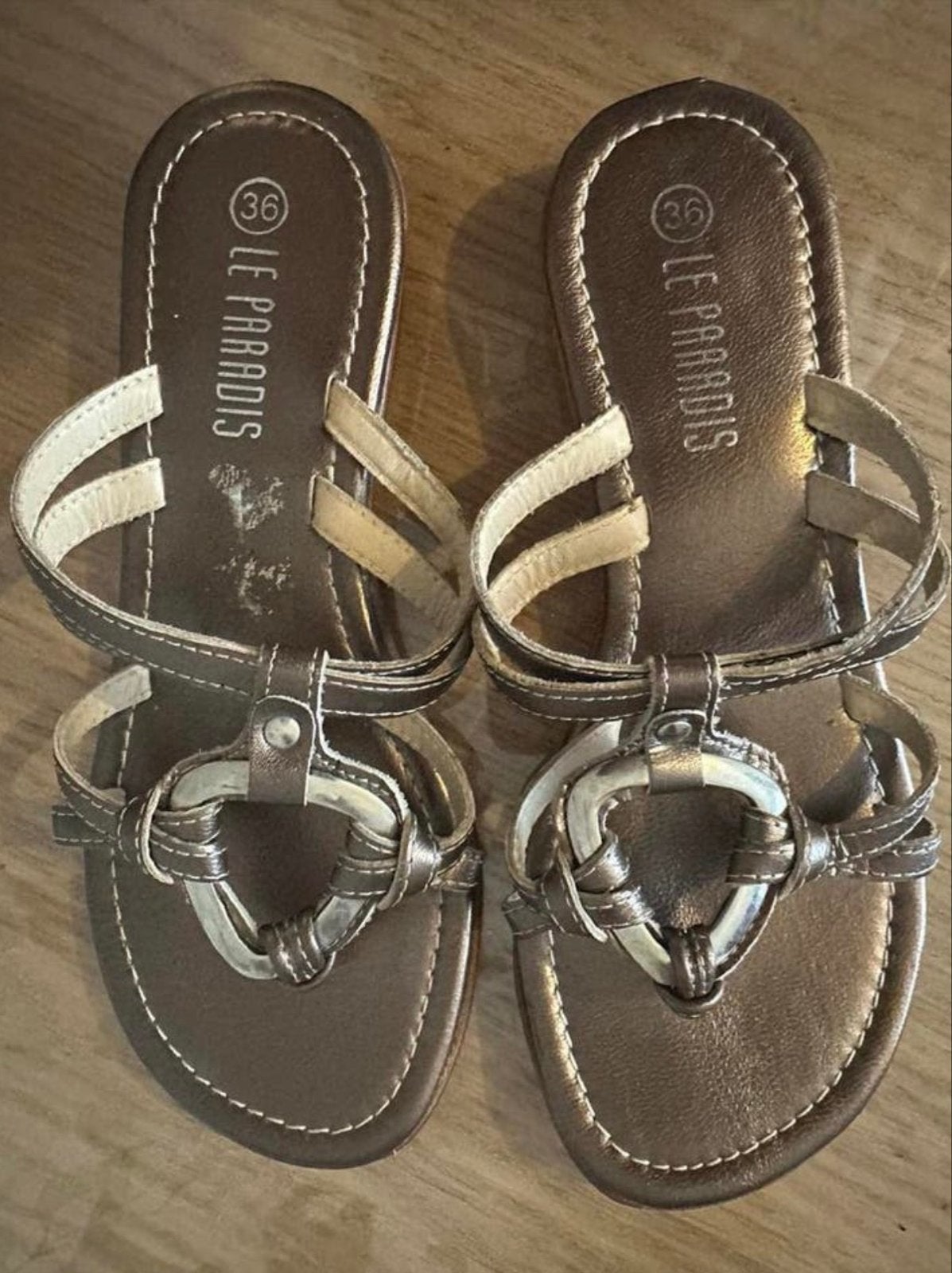 Elegante brons/gouden sandalen - Maat 36, Overige kleuren, Zo goed als nieuw, Sandalen of Muiltjes, Ophalen of Verzenden