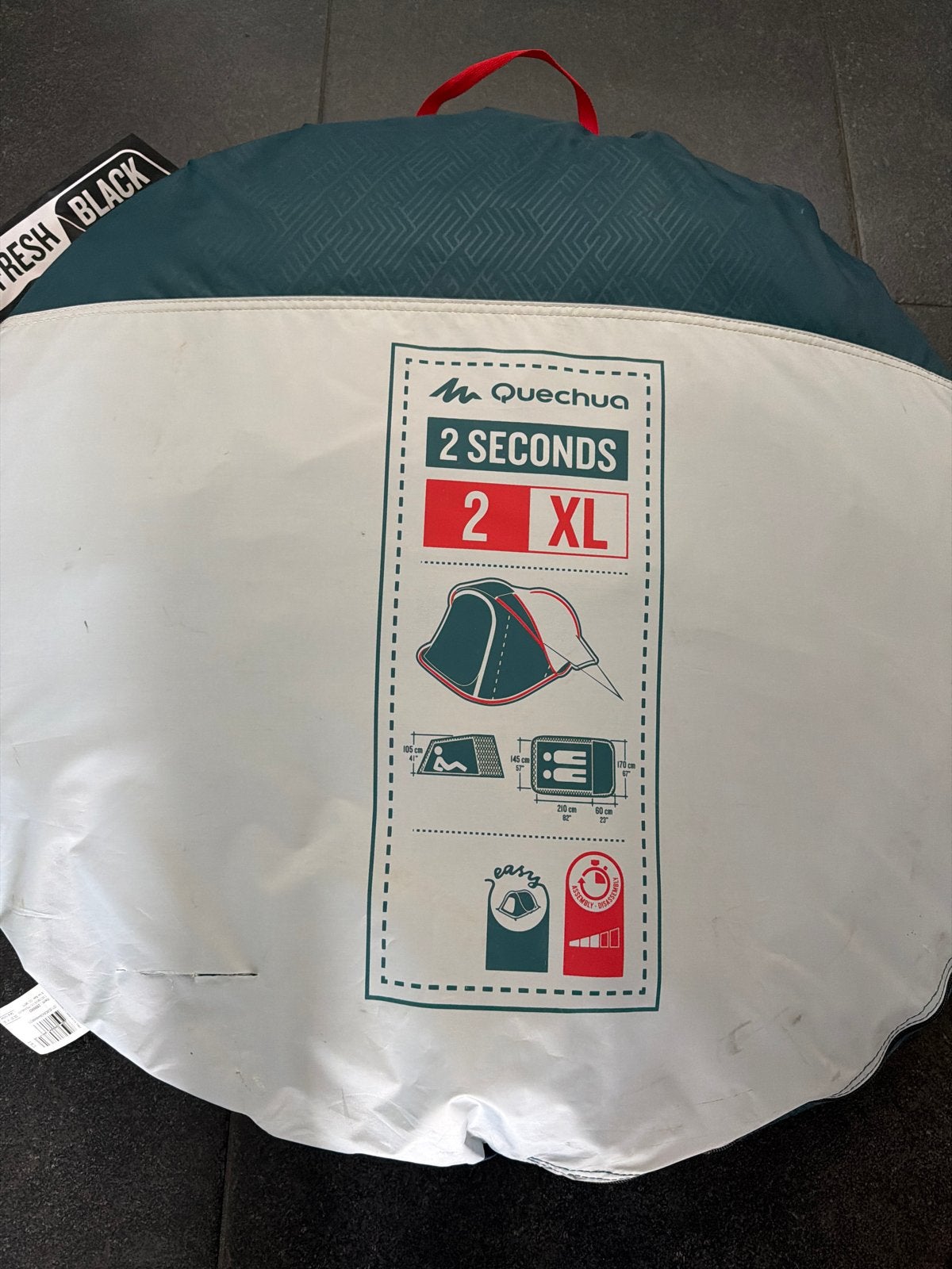 Quechua 2 Seconds 2 XL Fresh & Black Tent, Caravans en Kamperen, Ophalen, Zo goed als nieuw, Tot en met 2
