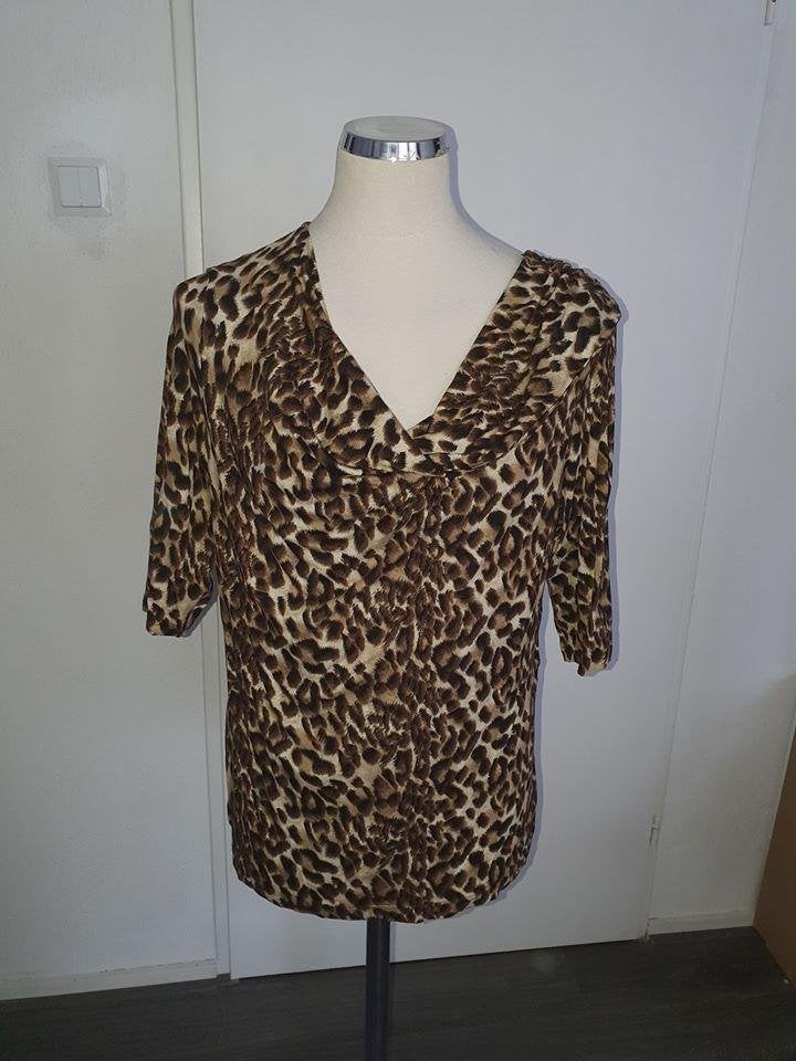 ONLY Luipaardprint Top met Watervalhals - Maat XL, Meerkleurig, Maat 46/48 (XL) of groter, Ophalen of Verzenden, Korte mouw