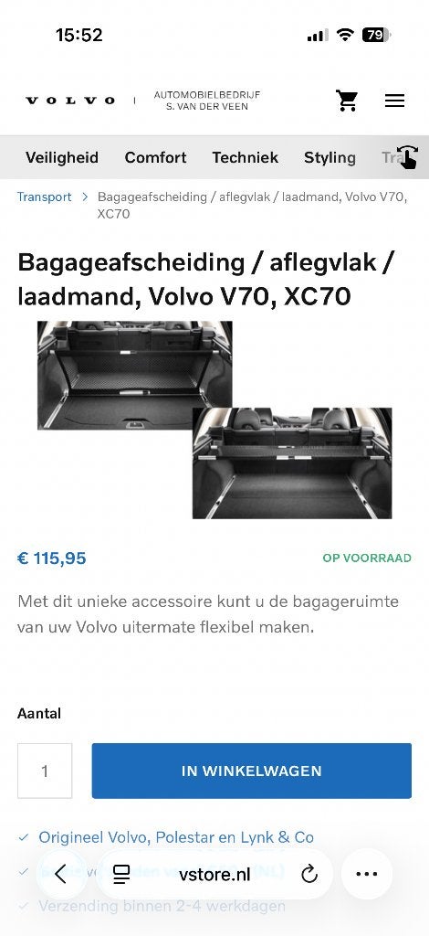 Bagageafscheiding / aflegvlak, Volvo V70, XC70, Auto diversen, Auto-accessoires, Ophalen of Verzenden, Gebruikt