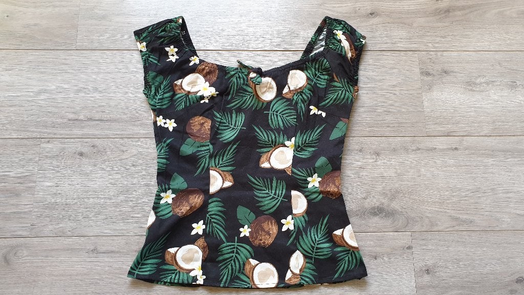 Collectif Clothing Topvintage retro top tropical topje kokos, Kleding | Dames, Maat 38/40 (M), Meerkleurig, Ophalen of Verzenden