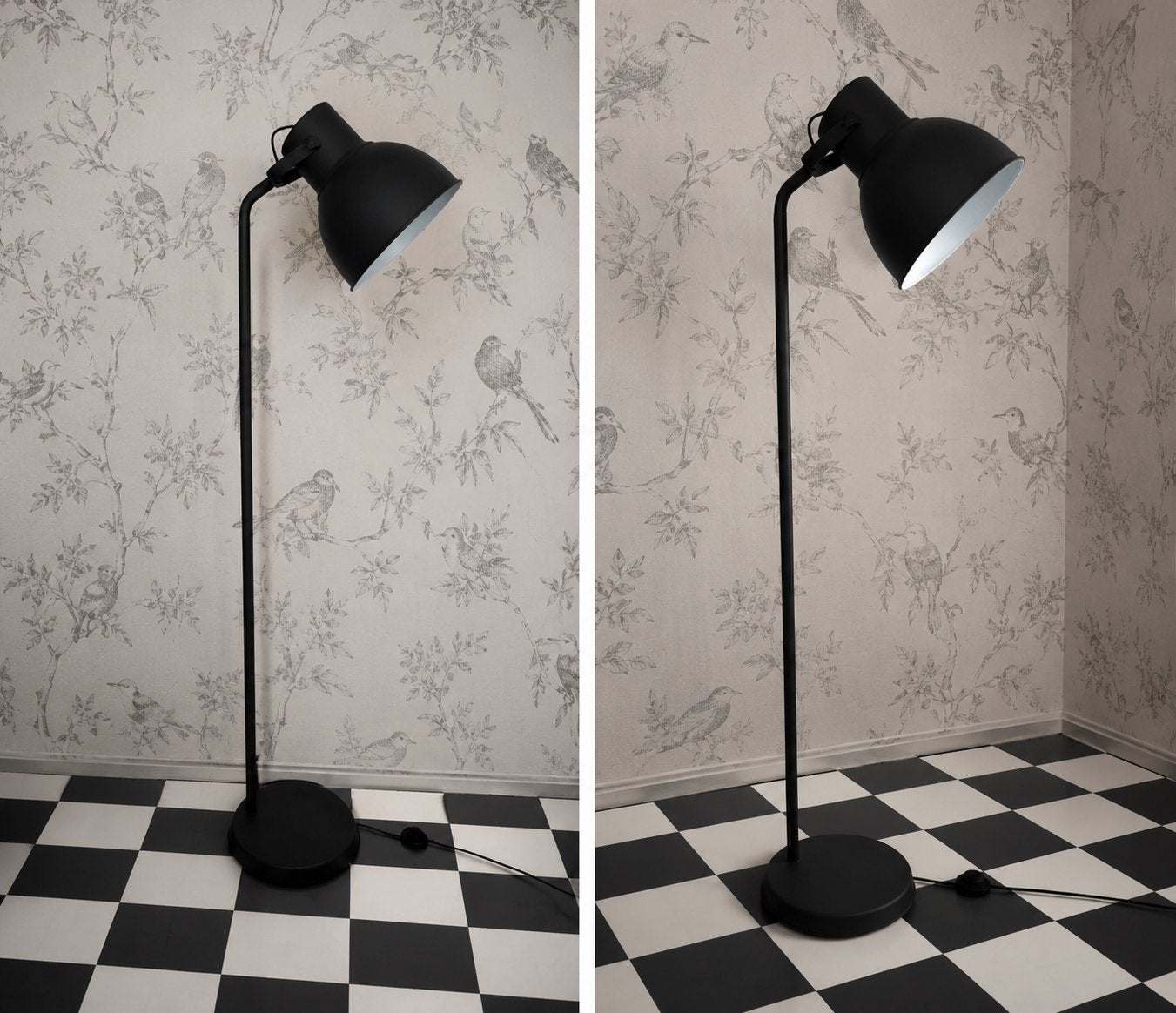 Zwarte vloerlamp met verstelbare kap Ikea, Huis en Inrichting, Lampen | Vloerlampen, Ophalen, Zo goed als nieuw, Metaal, 150 tot 200 cm