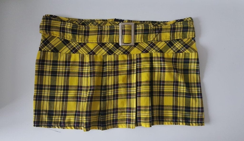 Gele geruite mini-rok met gesp 44, Verzenden, Geel, Maat 42/44 (L), Nieuw