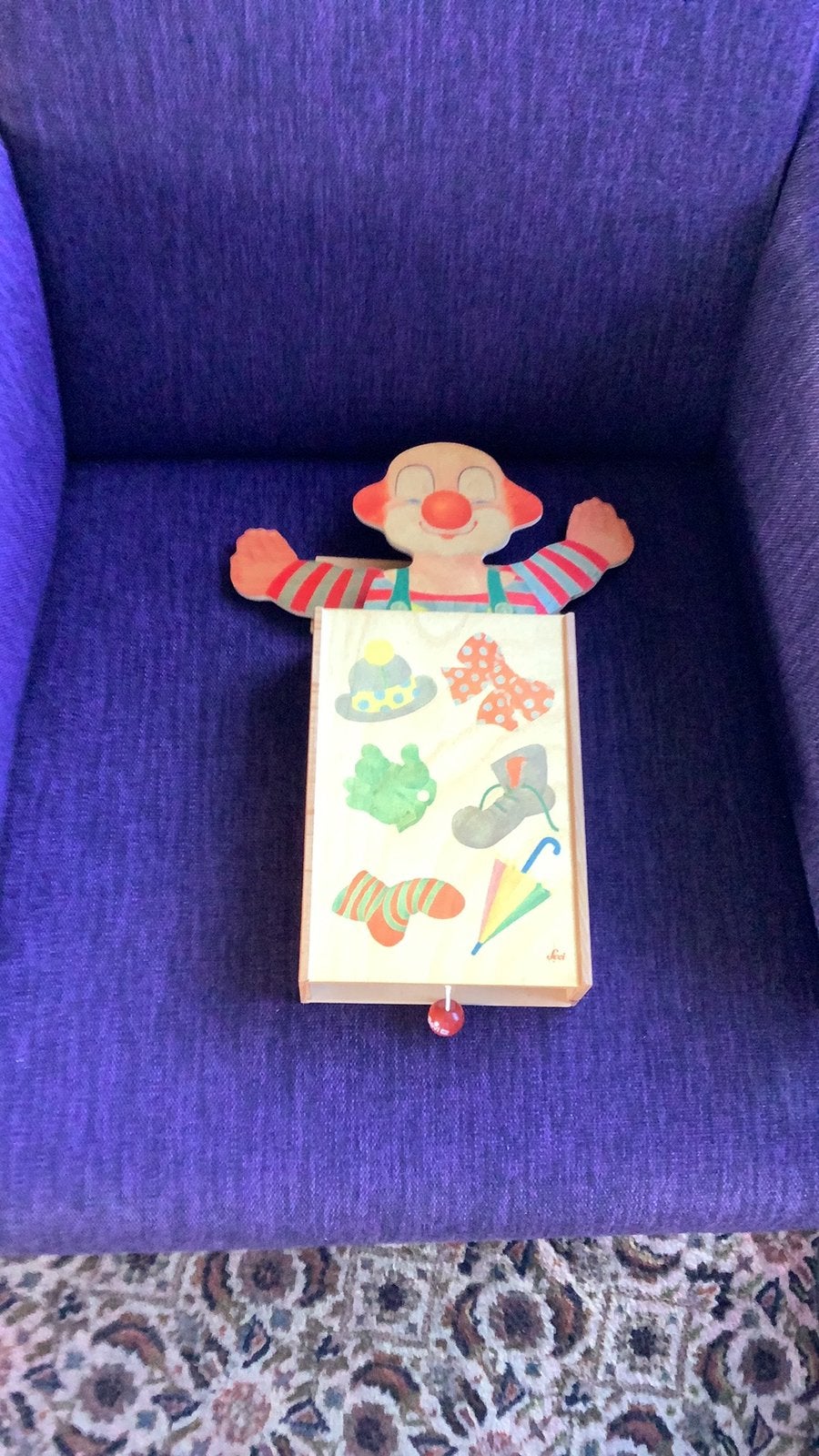 Sevi houten pop-up clown muziekdoos, Verzamelen, Ophalen of Verzenden, Zo goed als nieuw, Beeldje of Poppetje