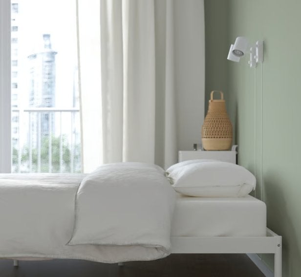Bedframe incl. lattenbodem IKEA (160x2000), Ophalen, Wit, Tweepersoons, Zo goed als nieuw