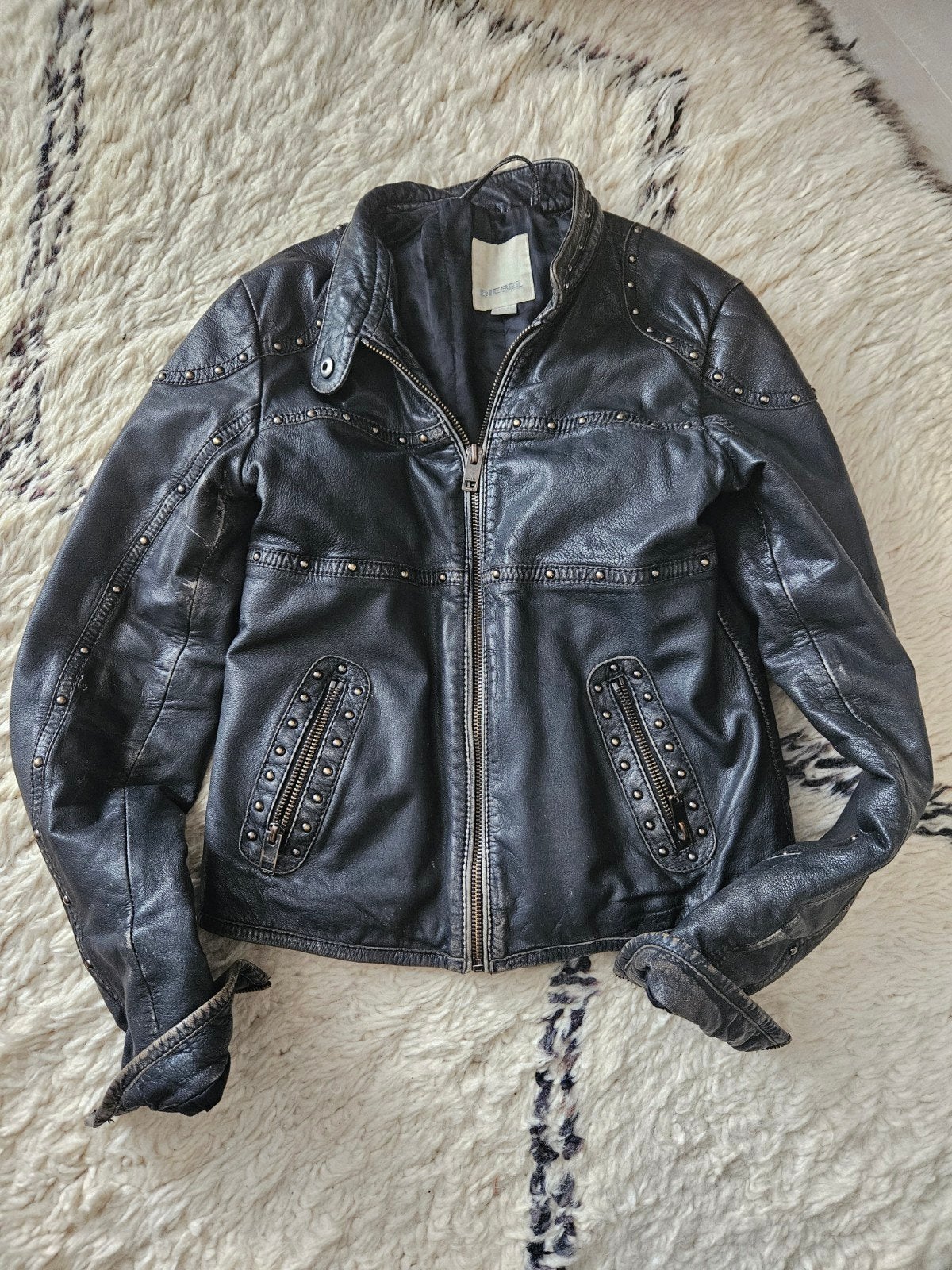 lederen diesel jas maat 12, Ophalen of Verzenden, Meisje, Jas