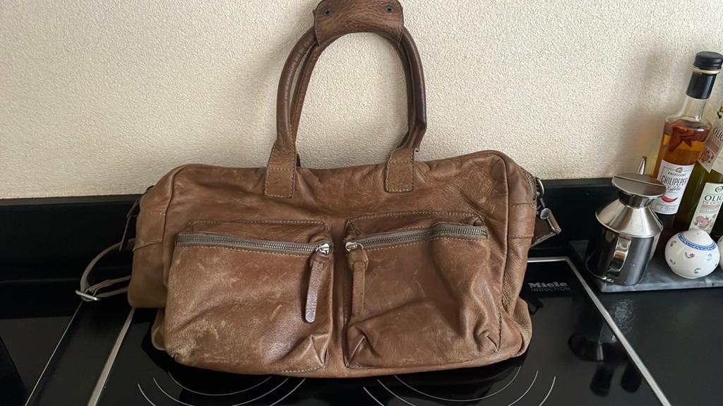Cowboysbag the bag 1030 the bag leder, Ophalen of Verzenden, Gebruikt, Bruin, Handtas