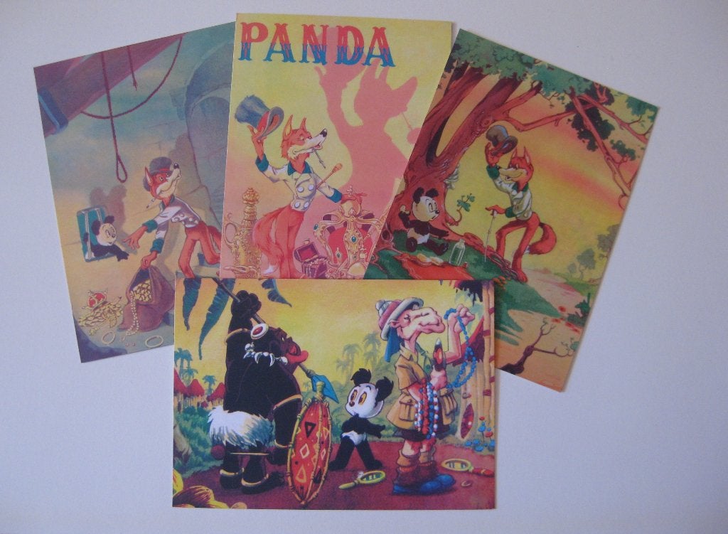De avonturen van Panda / 4x kerstkaart / Marten Toonder, Ophalen, Overige figuren, Zo goed als nieuw, Plaatje, Poster of Sticker