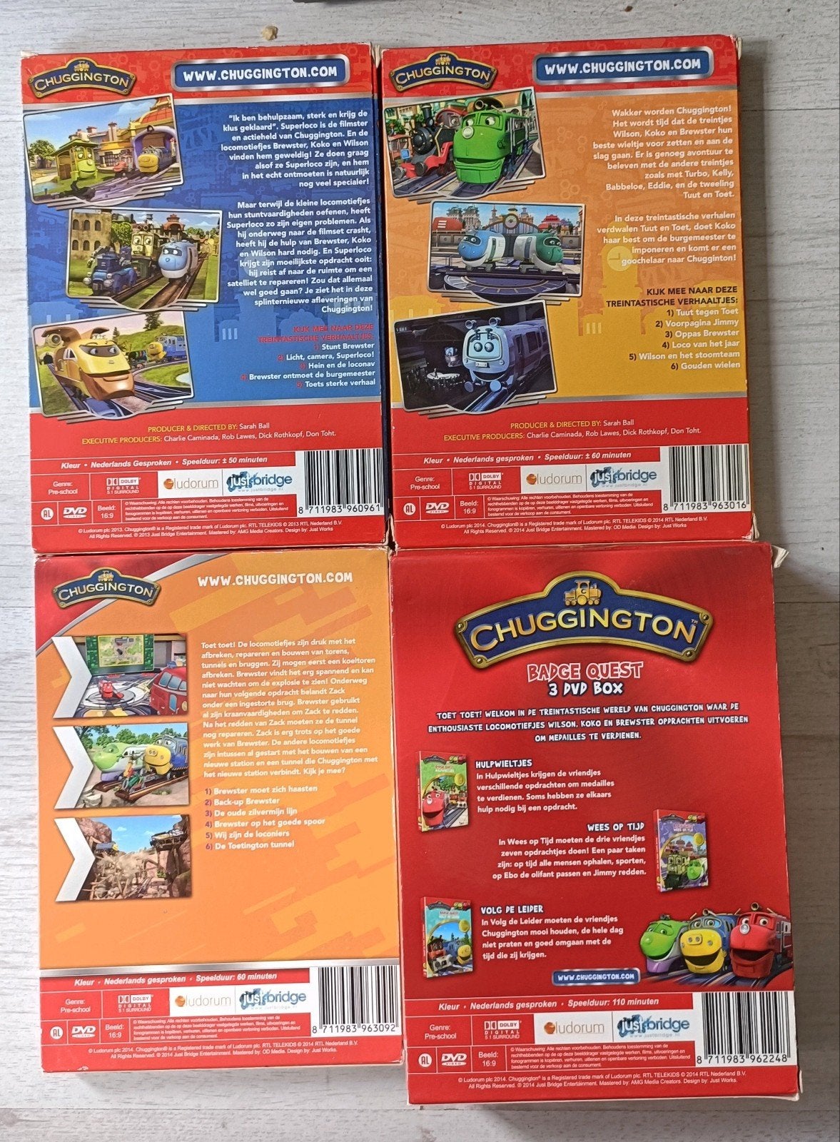 Chuggington DVD Boxen - 4 stuks, Gebruikt, Verzamelbox, Alle leeftijden, Nederlands