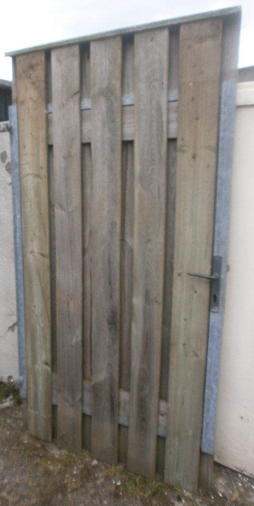 Tuindeur met metalen frame, Tuin en Terras, Tuinpoorten, Ophalen, Gebruikt, Minder dan 100 cm, Draaipoort