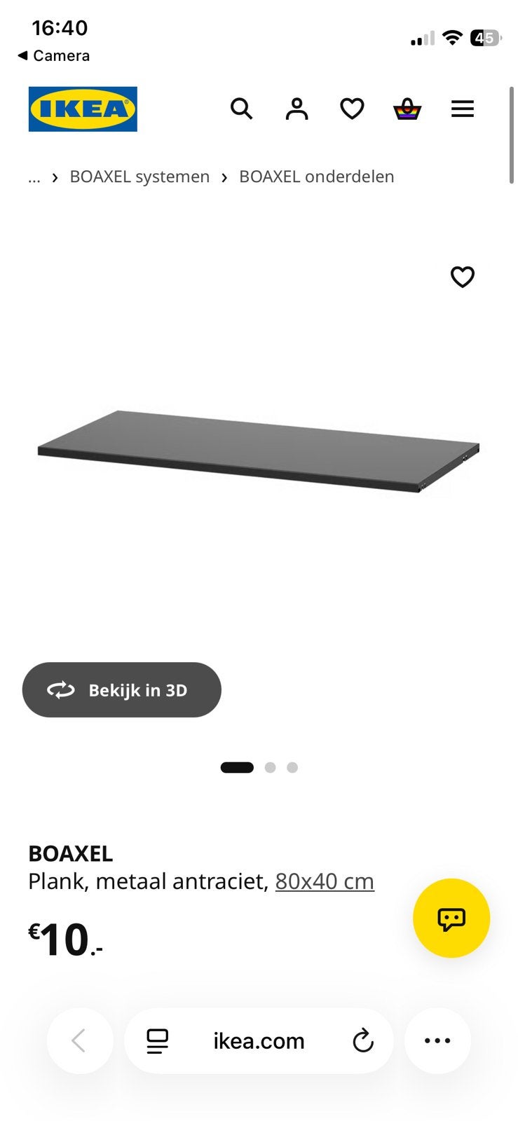 Boaxel plank zwart 80 x 40 cm, Ophalen of Verzenden, Zo goed als nieuw