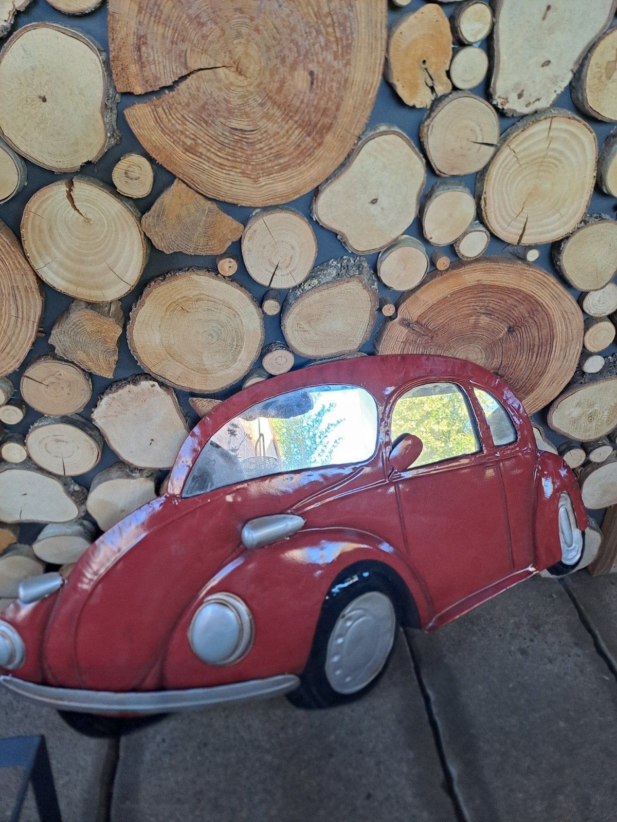 Vintage Kever Wanddecoratie met Spiegel - Rood, Ophalen, Gebruikt