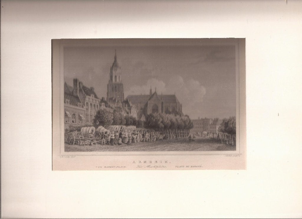 Arnhem Arnheim Der Marktplatz The Market-Place Place du Marc, 1800 - 1899, Stadsgezicht, Ophalen of Verzenden, Blanco verso