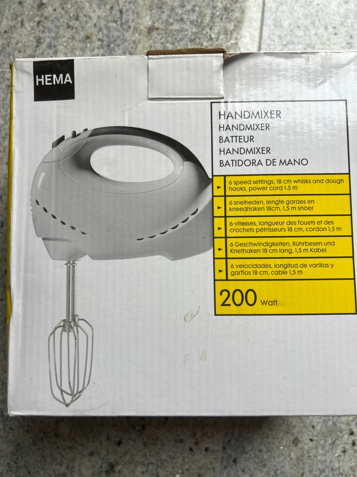 Hema Handmixer 200 Watt met 6 snelheden, Ophalen of Verzenden, Nieuw, 3 snelheden of meer