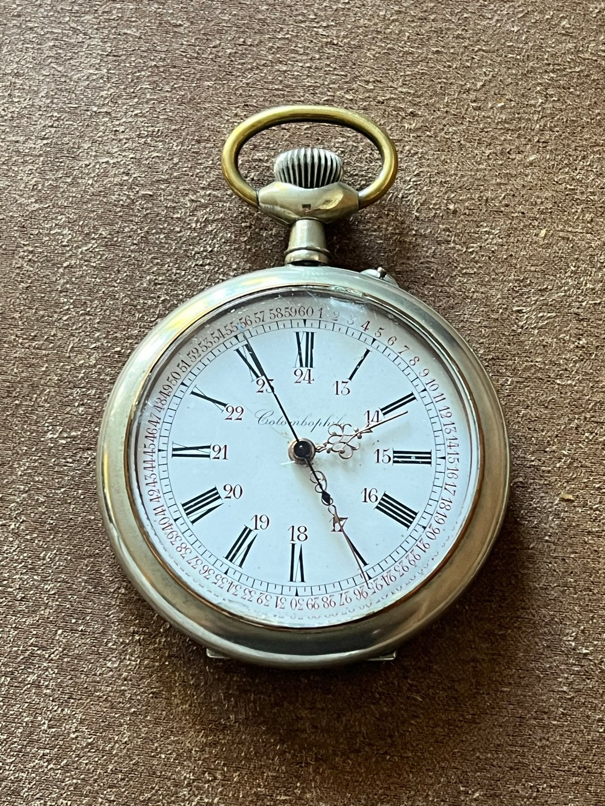 Antiek Zakhorloge Columbophil, Sieraden, Tassen en Uiterlijk, Horloges | Antiek, Overige materialen, Zakhorloge, Verguld, Voor 1900