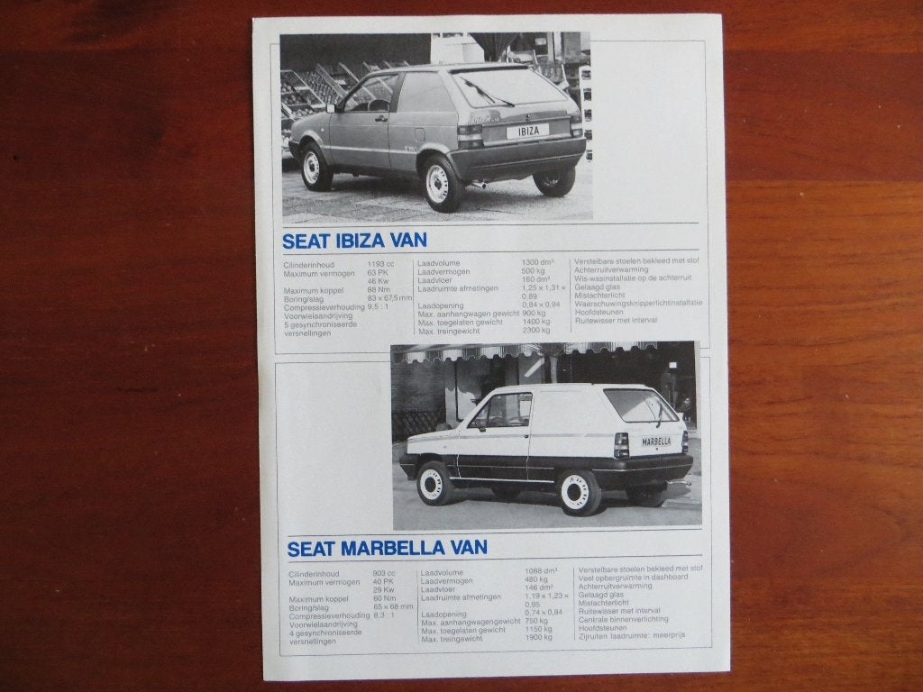 Seat Bedrijfswagens Terra Ibiza Van Marbella Van +prijslijst, Ophalen of Verzenden, Nieuw, Overige merken