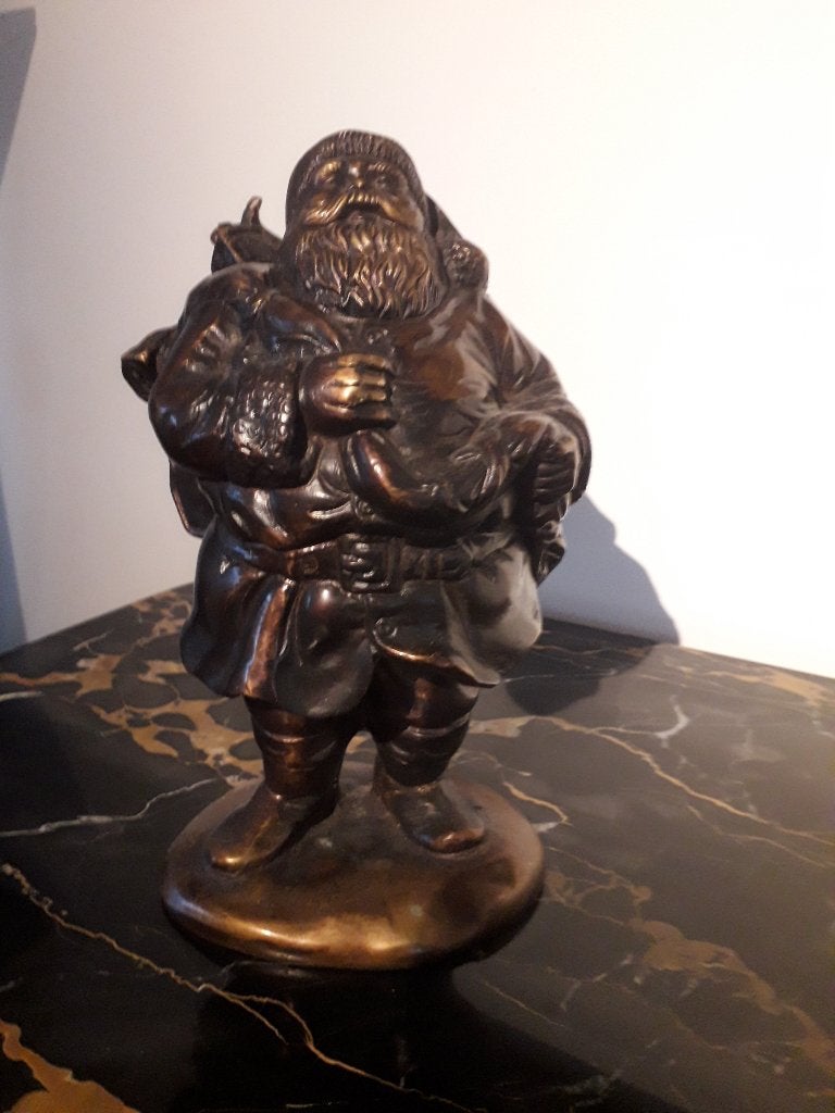 ZELDZAME en UNIEKE OUDE BRONZEN KERSTMAN in PERFECTE STAAT, Diversen, Ophalen of Verzenden, Zo goed als nieuw