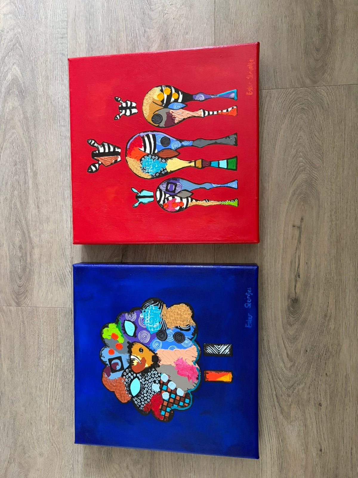 Ester Steintjes, 2 kleine schilderijtjes., Ophalen, Olieverf, Dieren