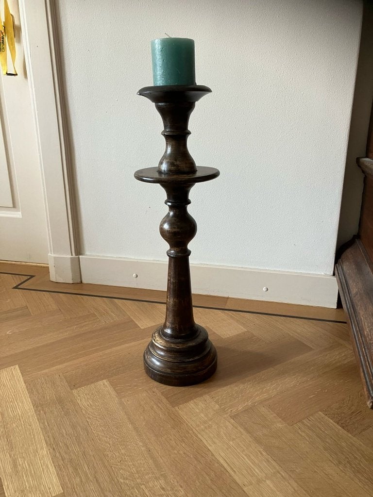 Mooie houten kandelaar - Hoog 53cm, 53 cm, Gebruikt, Bruin, Overige merken