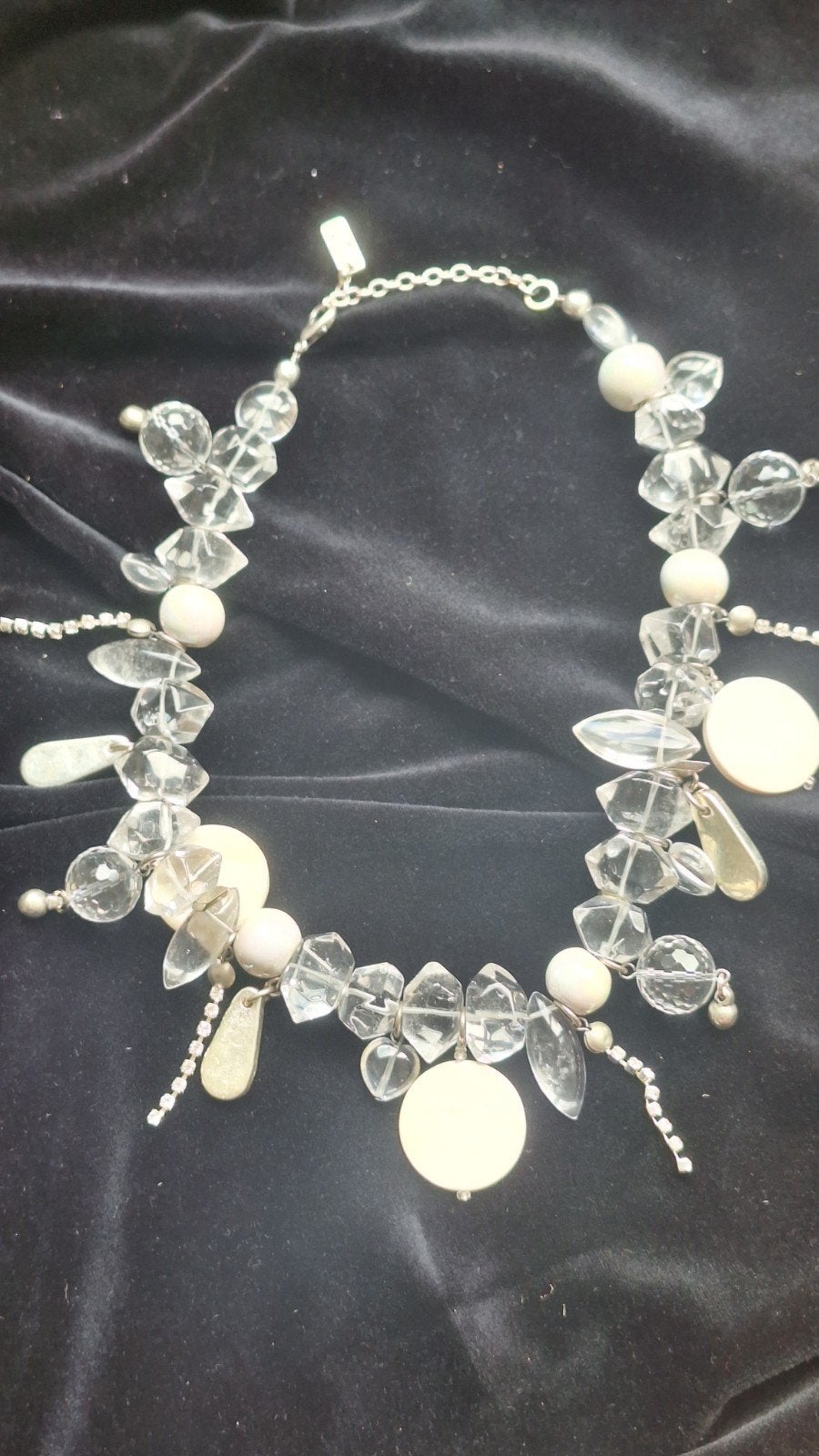 Fiva halsketting kralen ketting glas wit, Overige materialen, Gebruikt, Wit, Verstelbaar