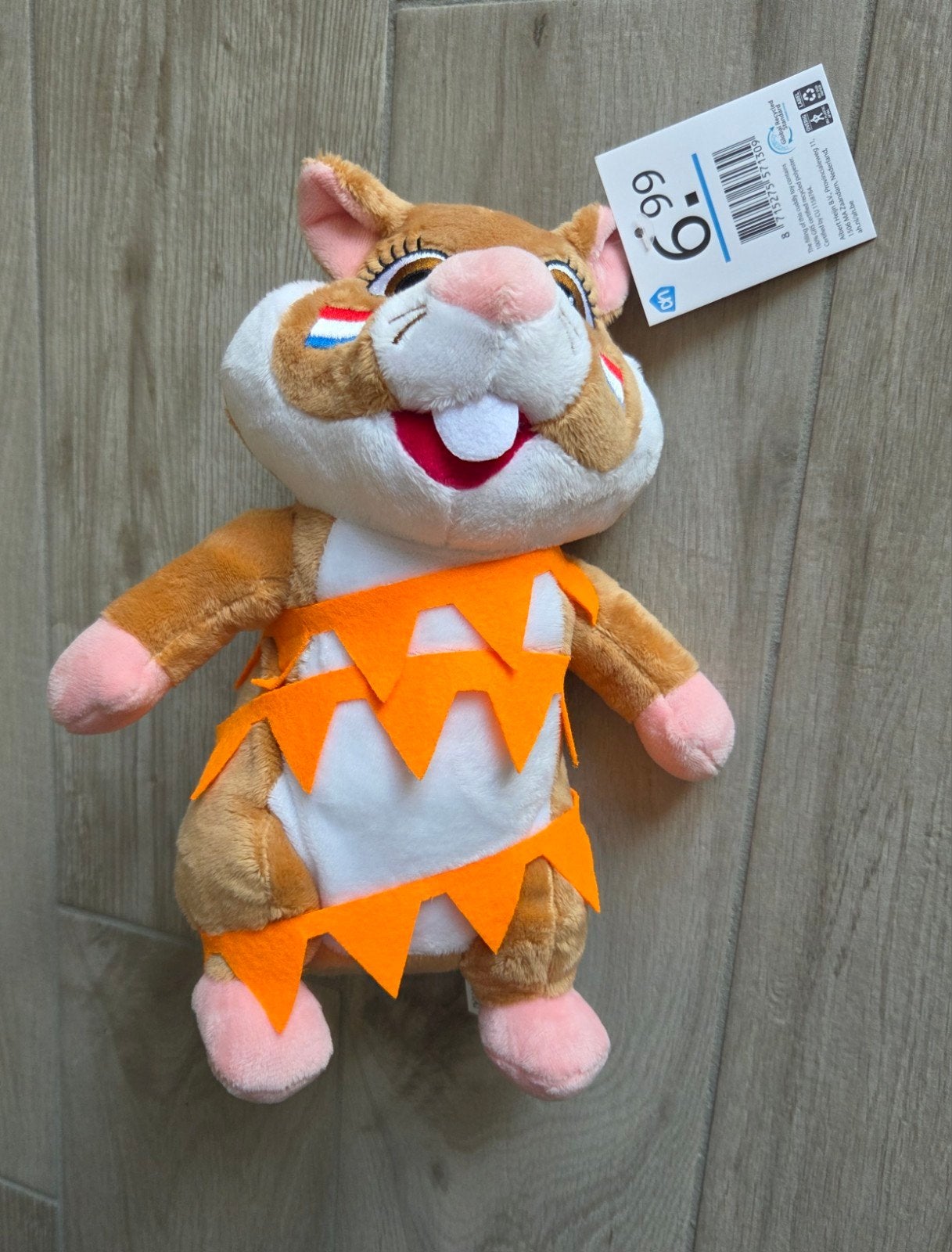 Hamster knuffel met oranje vlaggetjes, Overige merken, Overige karakters, Hamster, Nieuw