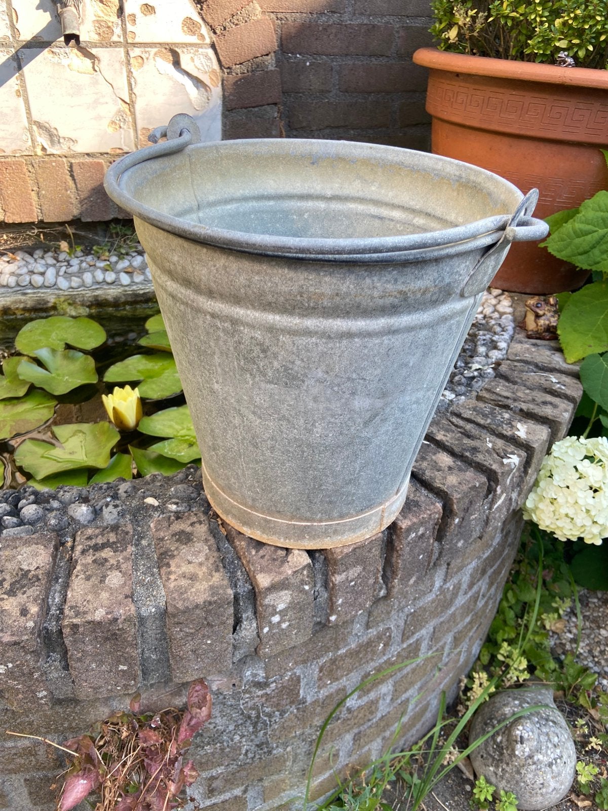 Zinken Emmer, Ophalen, Minder dan 30 cm, Rond, Zo goed als nieuw