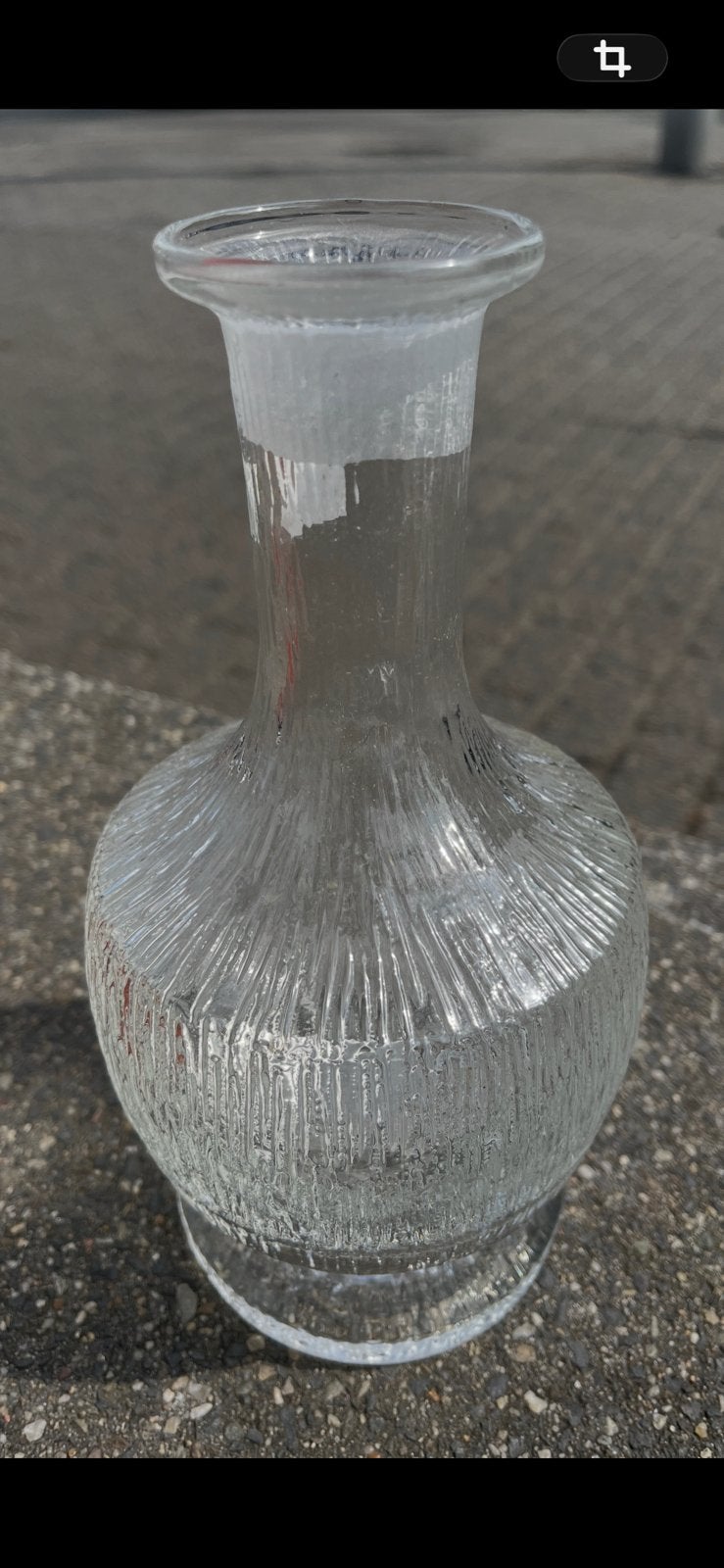 SCANDINAVISCHE GLAZEN KARAF MET IJGLAS/ BOOMSCHORS EFFECT., Ophalen of Verzenden