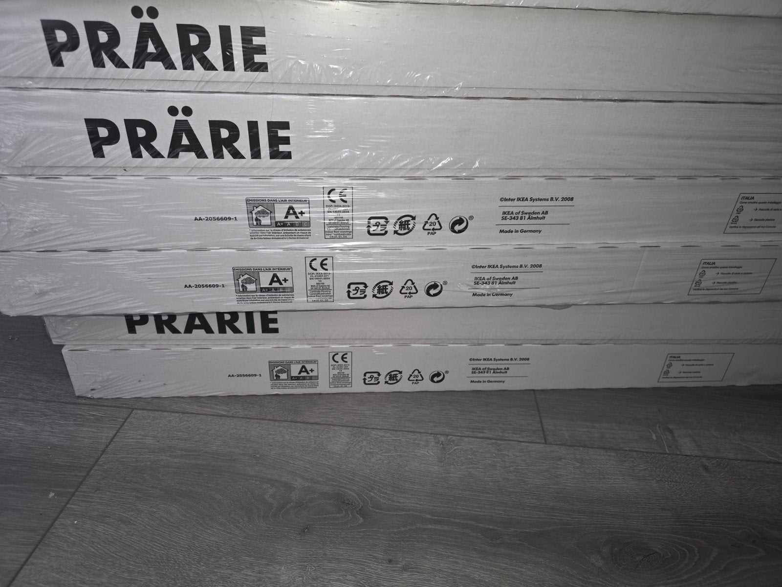 IKEA PRÄRIE Laminaatvloer - Grijs (6 x nieuw in verpakking), Ophalen, Nieuw, 10 m² of meer, 10 tot 30 cm