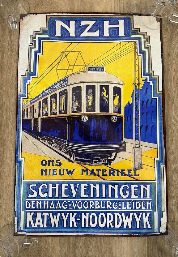 Art Deco tram Scheveningen poster, Ophalen of Verzenden, Zo goed als nieuw