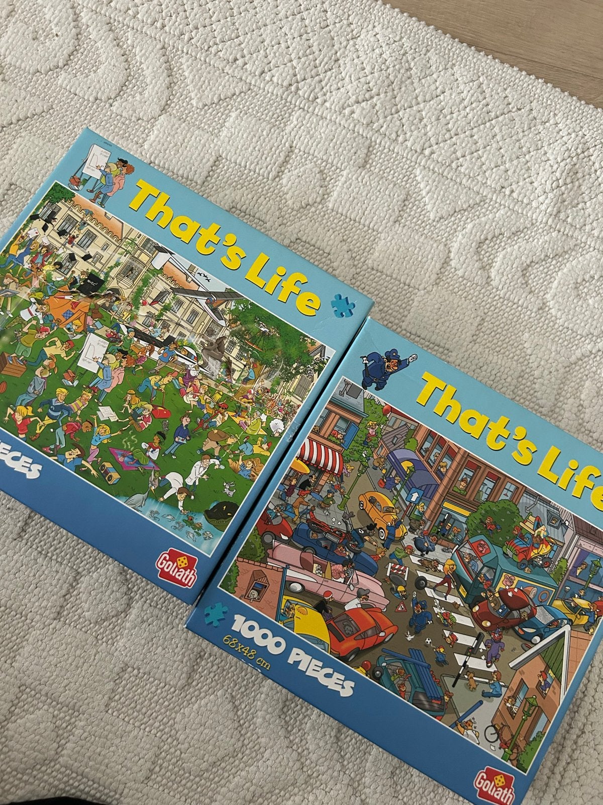 2x Goliath That's Life Puzzels - 1000 stukjes, Hobby en Vrije tijd, Denksport en Puzzels, Ophalen of Verzenden, 500 t/m 1500 stukjes