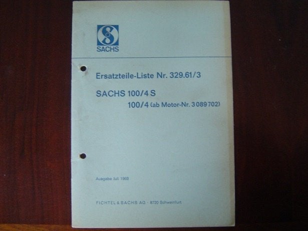Sachs 100/4 S 1968 motor ersatzteil liste, Ophalen of Verzenden, Overige merken