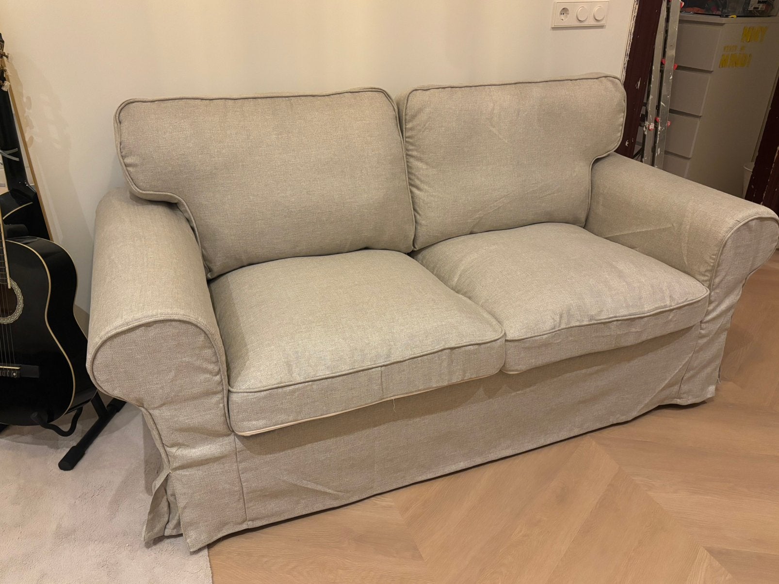 Ektorp 2 zits lichtbeige kilanda, Ophalen, 75 tot 100 cm, 200 tot 250 cm, Nieuw