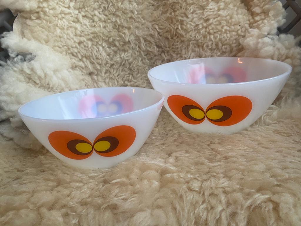 2 Vintage schalen Schott Mainz ‘70 spage age, Ophalen of Verzenden, Overige stijlen, Glas, Schaal of Schalen
