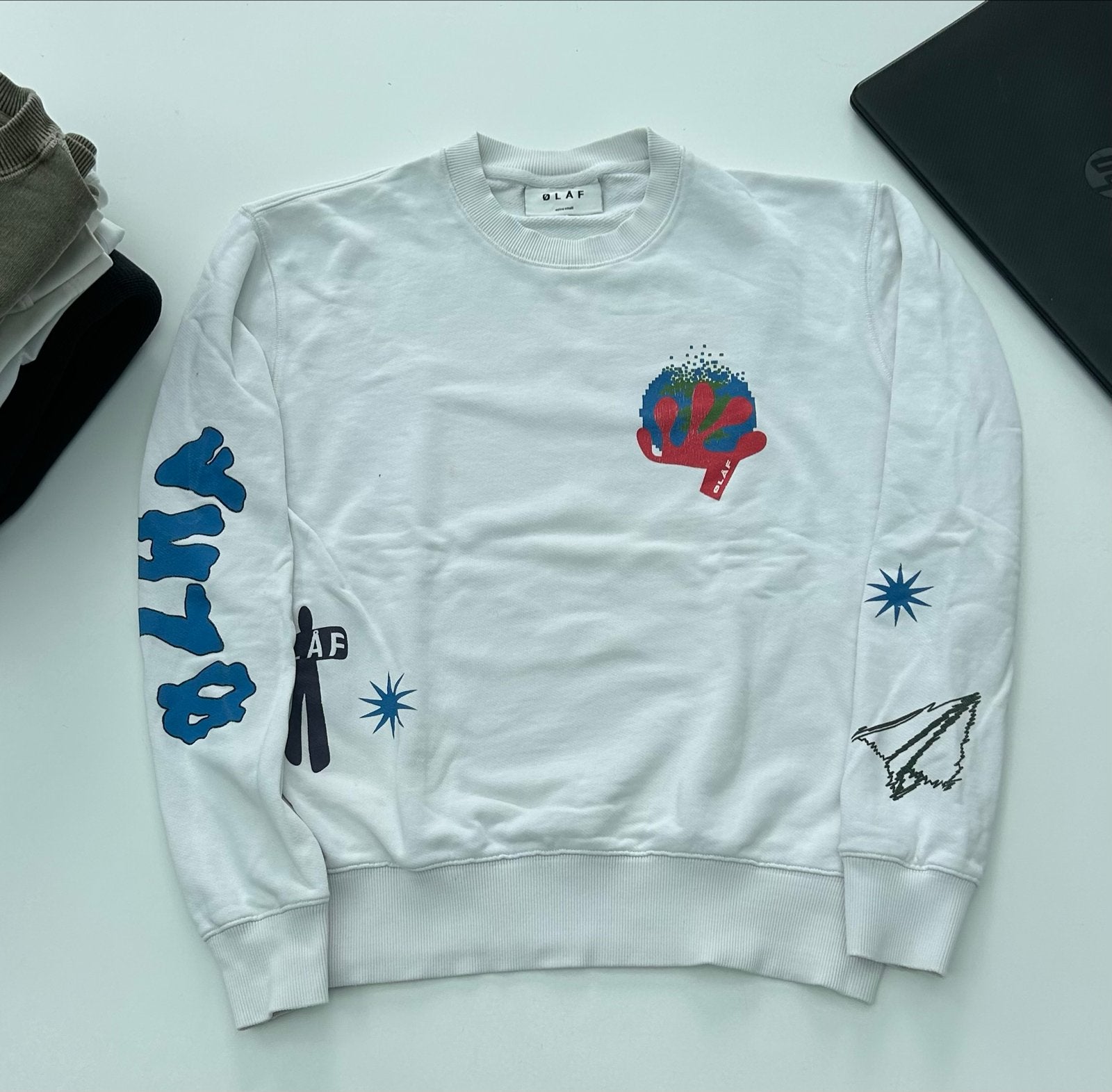 Olaf Hussein sweatshirt wit maat XS, Verzenden, Zo goed als nieuw, Maat 46 (S) of kleiner, Wit