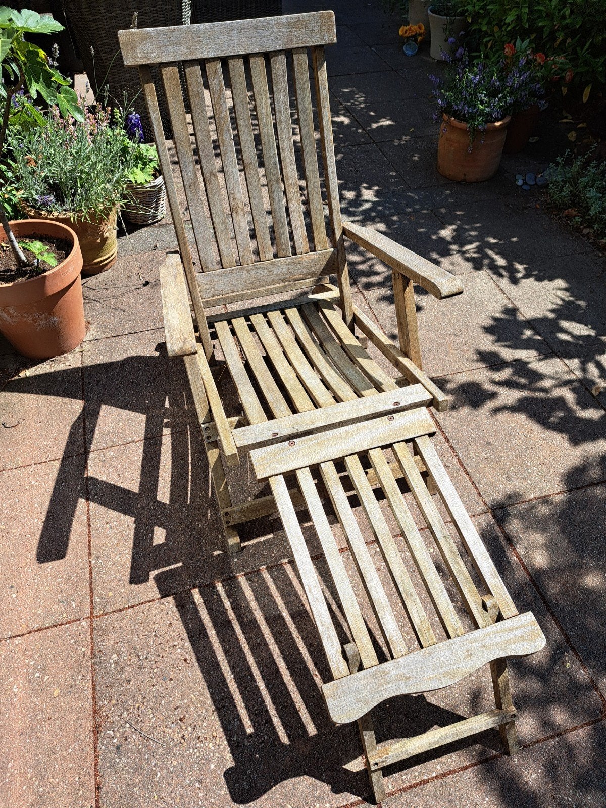 Teakhouten Deck Chair - Verstelbaar en Comfortabel, Ophalen, Gebruikt, Teakhout, Verstelbaar