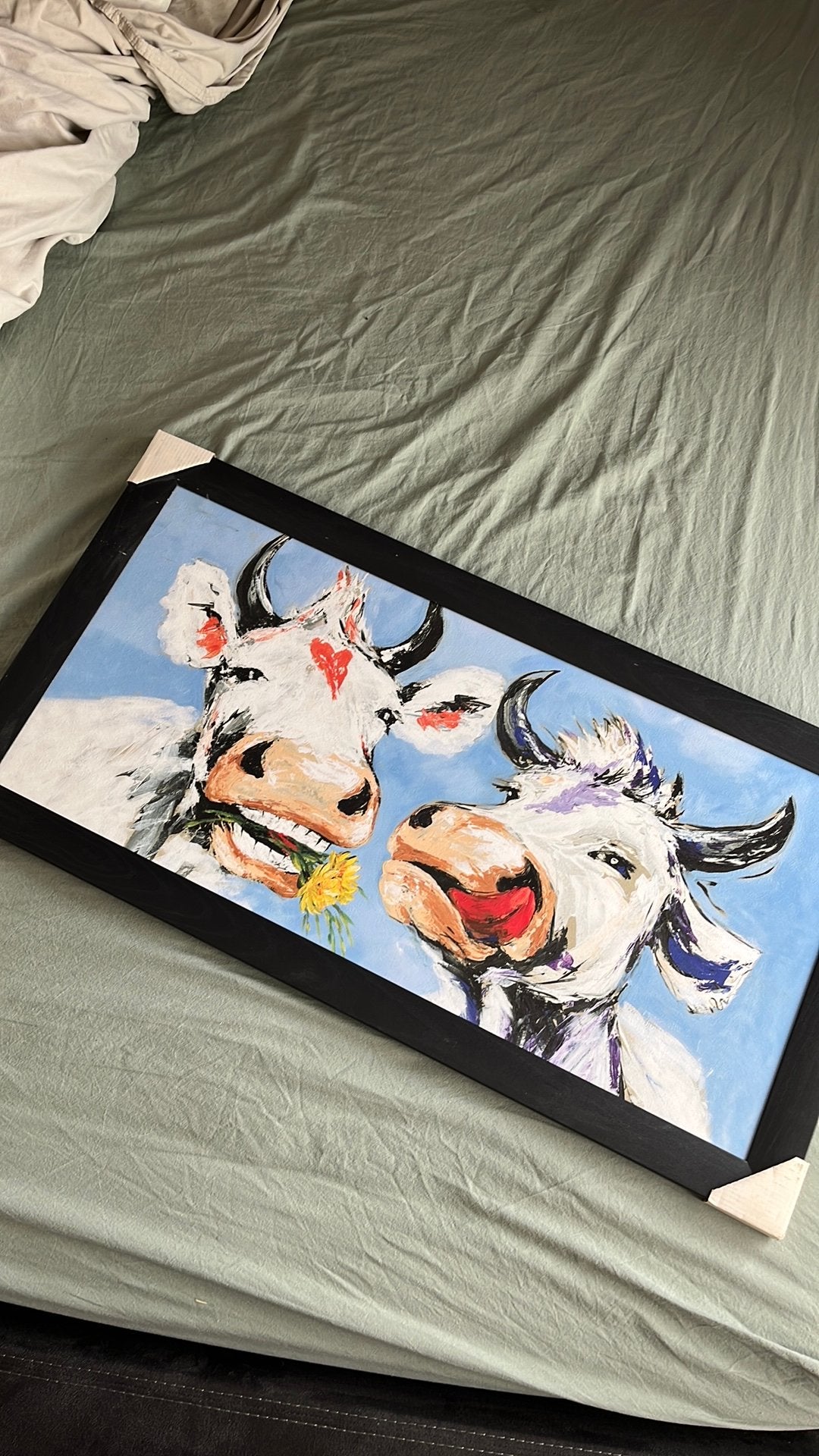 Koeien schilderij, Huis en Inrichting, Woonaccessoires | Schilderijen, Tekeningen en Foto's, Ophalen, Nieuw, Schilderij, 75 tot 100 cm