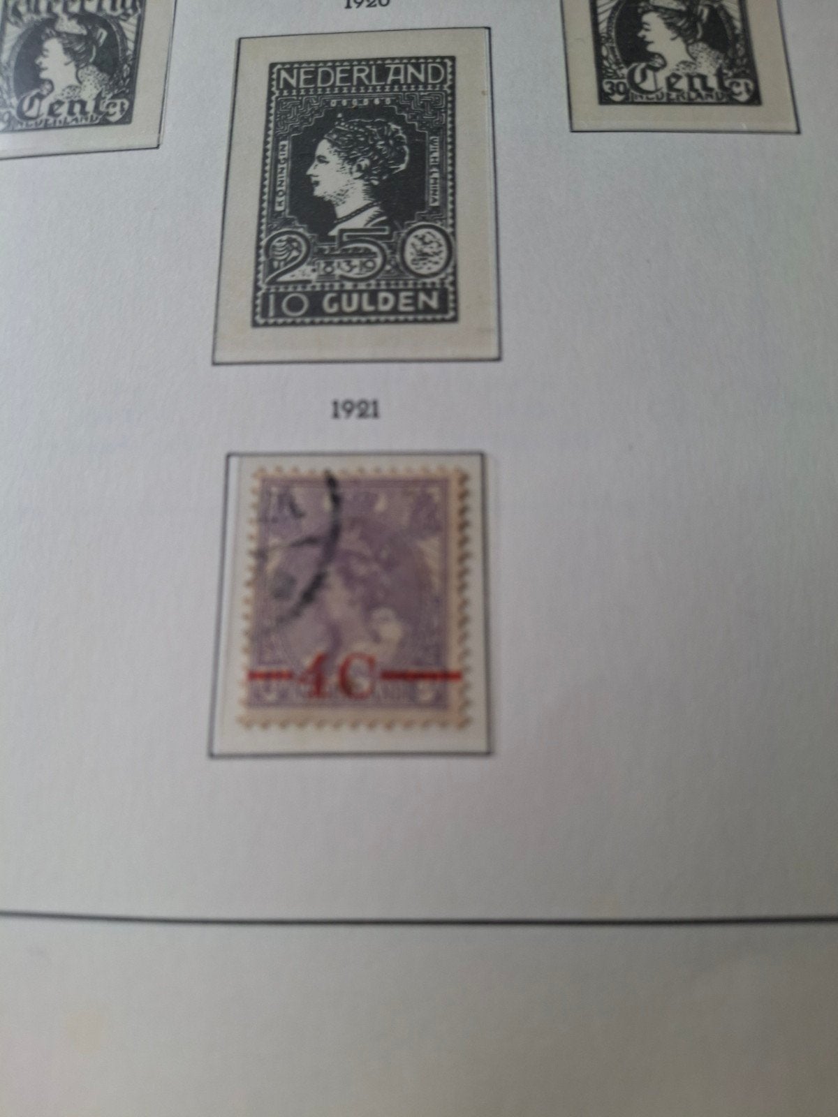 Nederland 1921 10 Gulden Koningin Wilhelmina postzegel, Postzegels en Munten, Ophalen of Verzenden, T/m 1940, Gestempeld