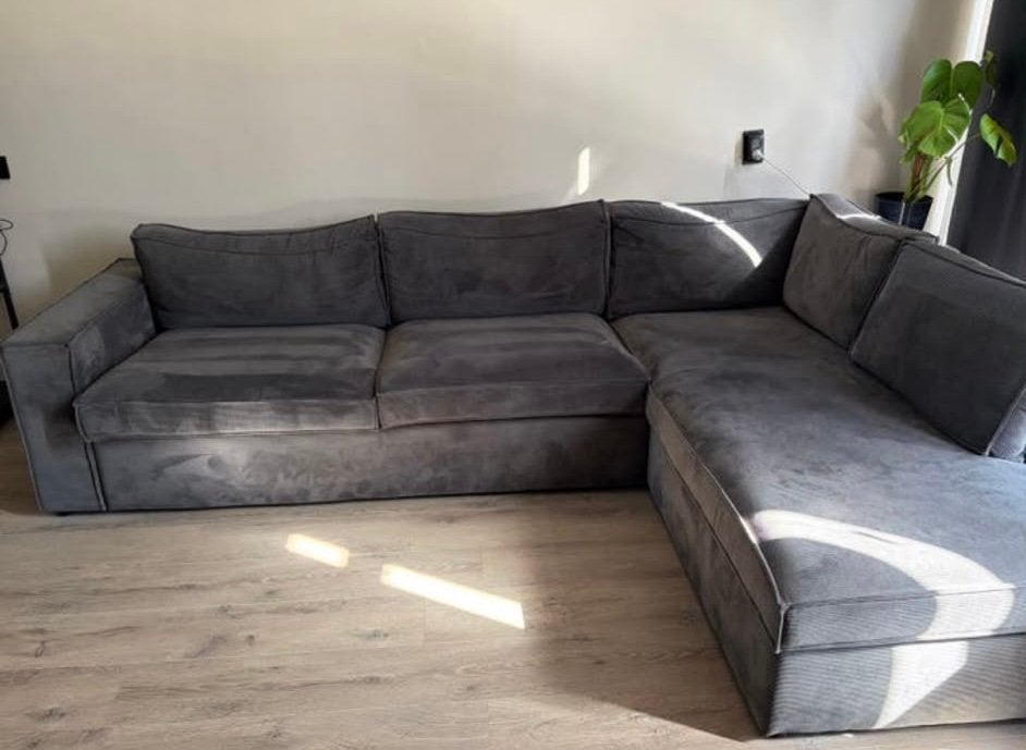 Grote hoekbank WOOOD met chaise longue (links), Ophalen, Gebruikt, Stof