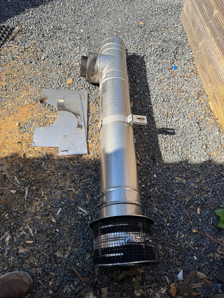 RVS Kachelpijp 150mm met  trek kap en onder aftap, Ophalen of Verzenden, Gebruikt, Overige typen, 80 cm of meer