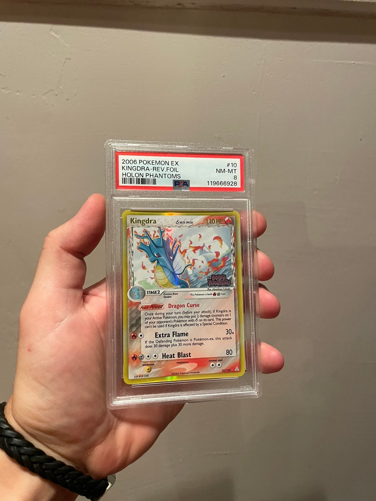 Kingdra 10/110 ex Holon Phantoms PSA 8 pokemon, Ophalen of Verzenden, Zo goed als nieuw, Losse kaart, Foil