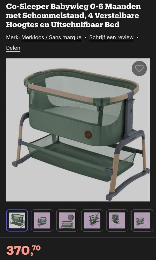 Co-sleeper babywieg z.g.a.n. met verschillende standen, Ophalen