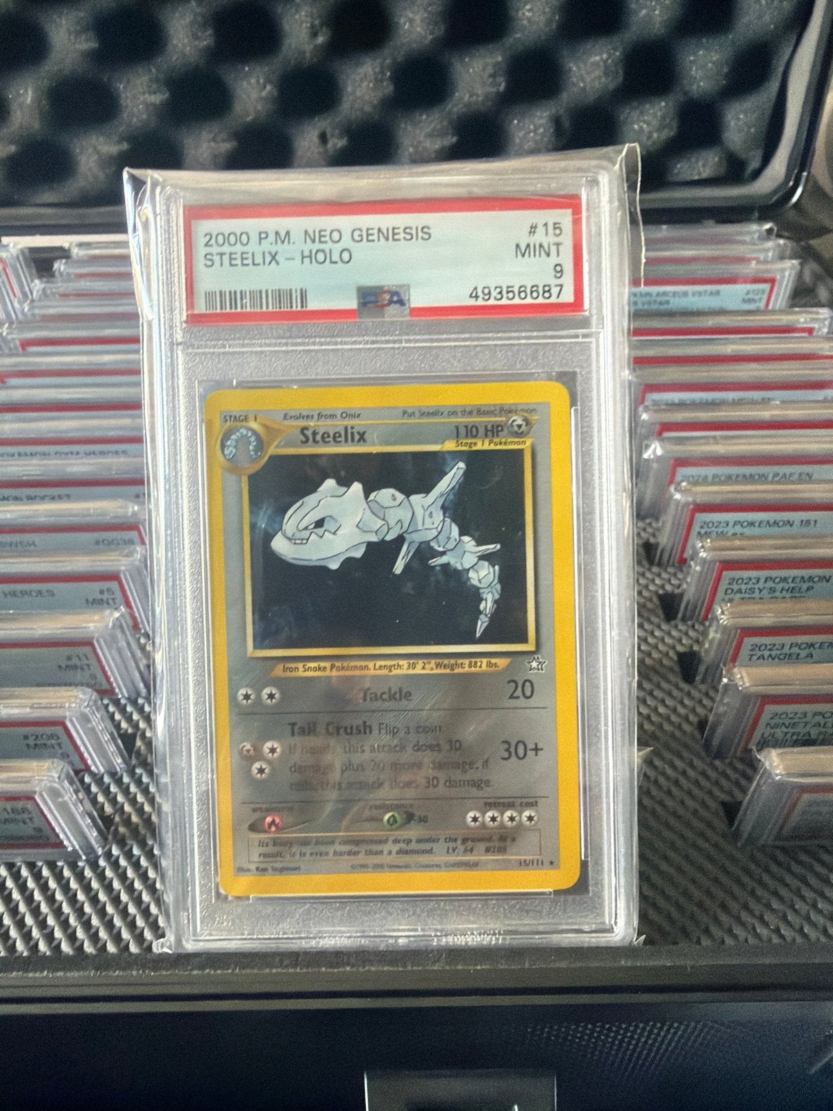 Steelix Holo #15 Neo Genesis PSA 9 Pokémon Kaart, Ophalen of Verzenden, Zo goed als nieuw, Losse kaart, Foil