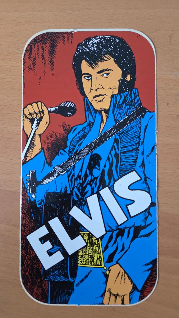 2x vintage stickers van Elvis, collectors item, Ophalen of Verzenden, Zo goed als nieuw, Meerdere stickers