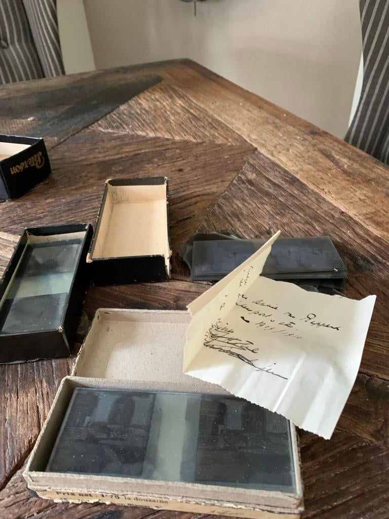 Antieke Stereoscoop Viewer met Glasplaten en Doosjes, Ophalen of Verzenden