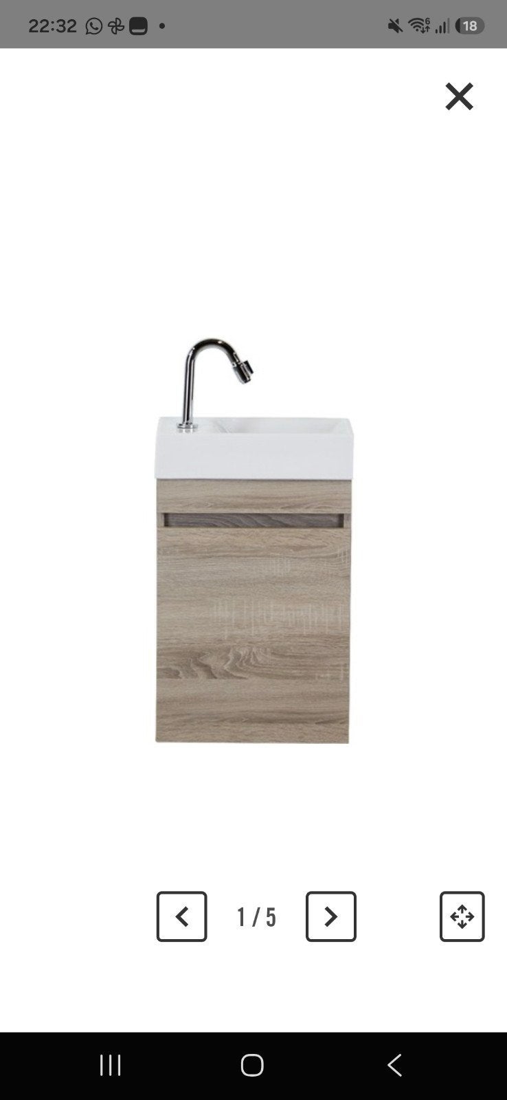 Sanox Fonteinmeubel Maxim Qube 40x65x22 cm grijs eiken NIEUW, Ophalen of Verzenden
