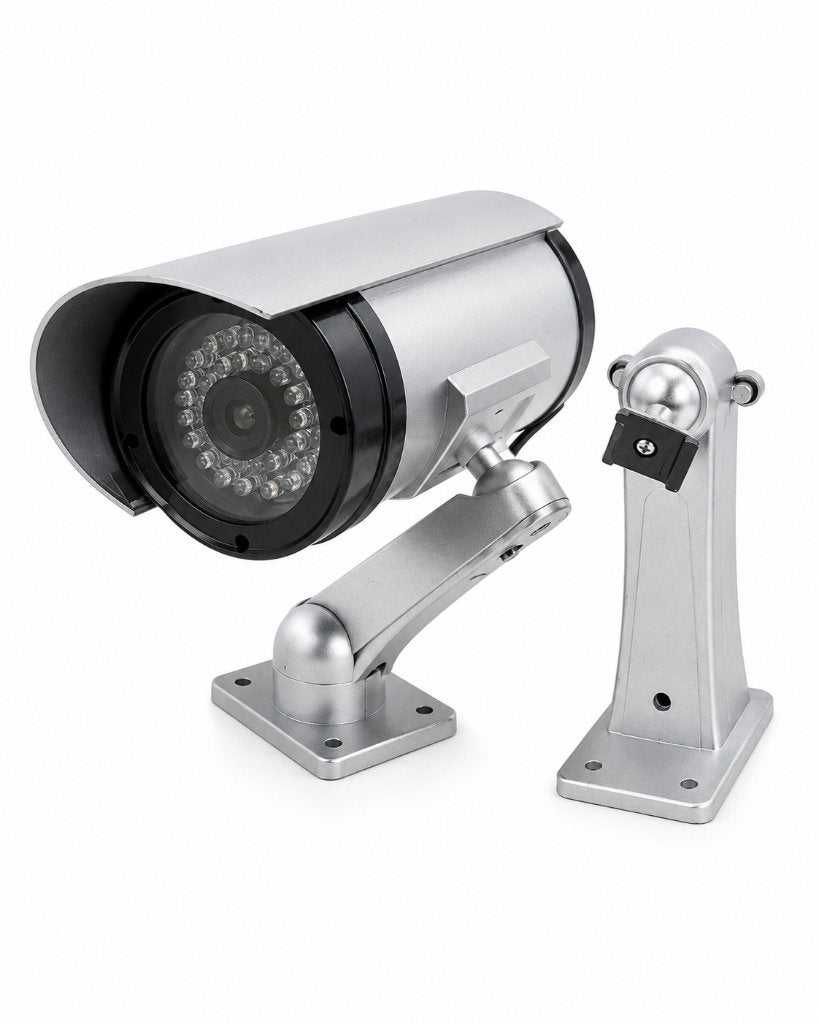 Zilverkleurige Dummy Beveiligingscamera met Montagebeugels, ., Nieuw, Ophalen of Verzenden, .