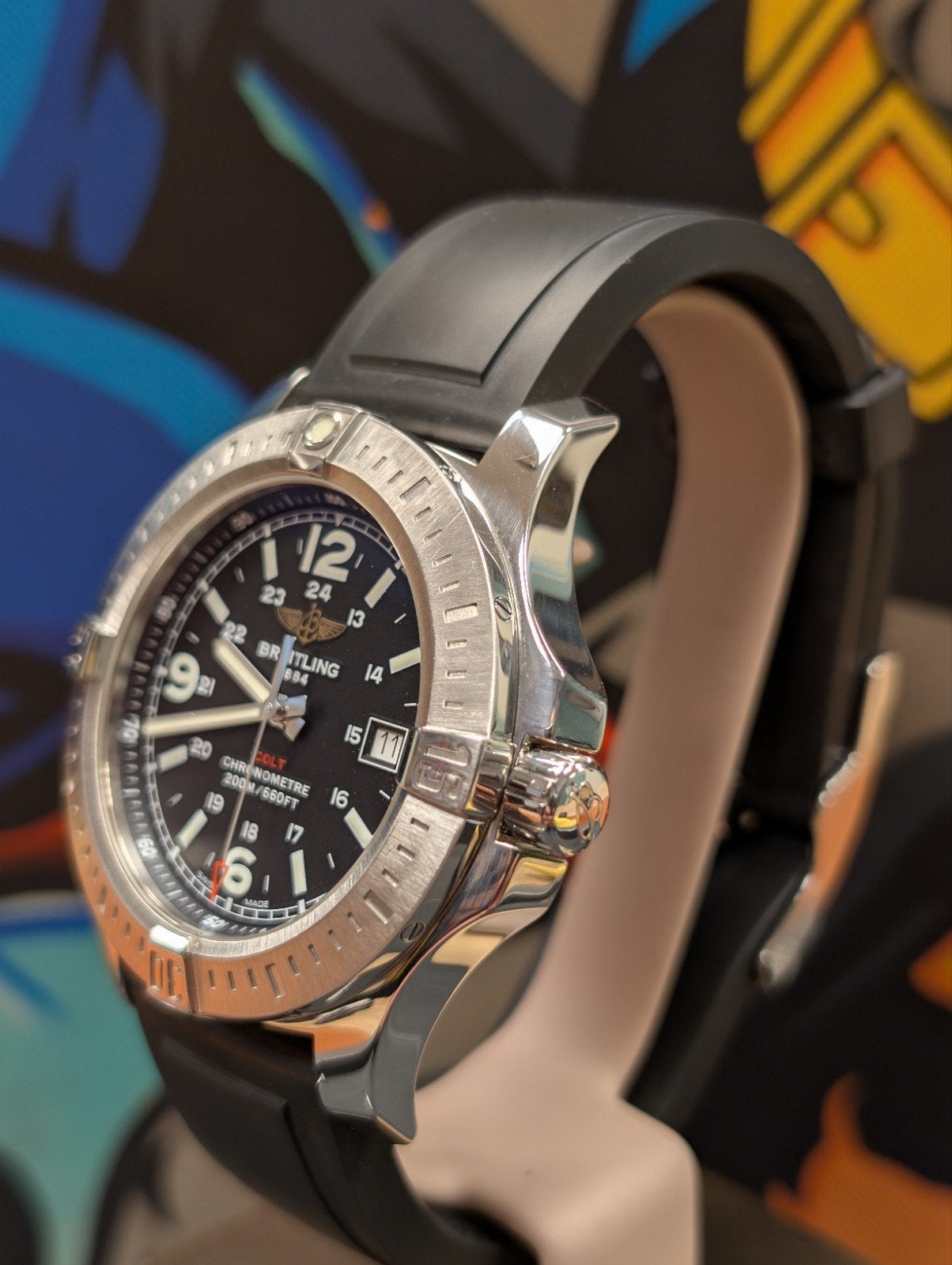 Breitling Colt Quartz Rubber band, Ophalen of Verzenden, Zo goed als nieuw, Breitling