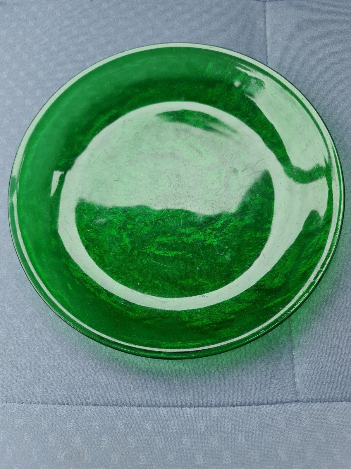 Vintage Groen Glas Bord - Decoratief en Uniek, Ophalen of Verzenden