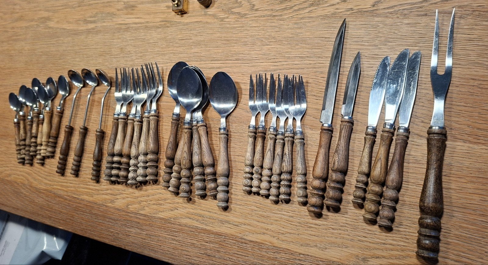 Vintage Bestekset met Houten Handvatten - 36 Delen, Ophalen of Verzenden