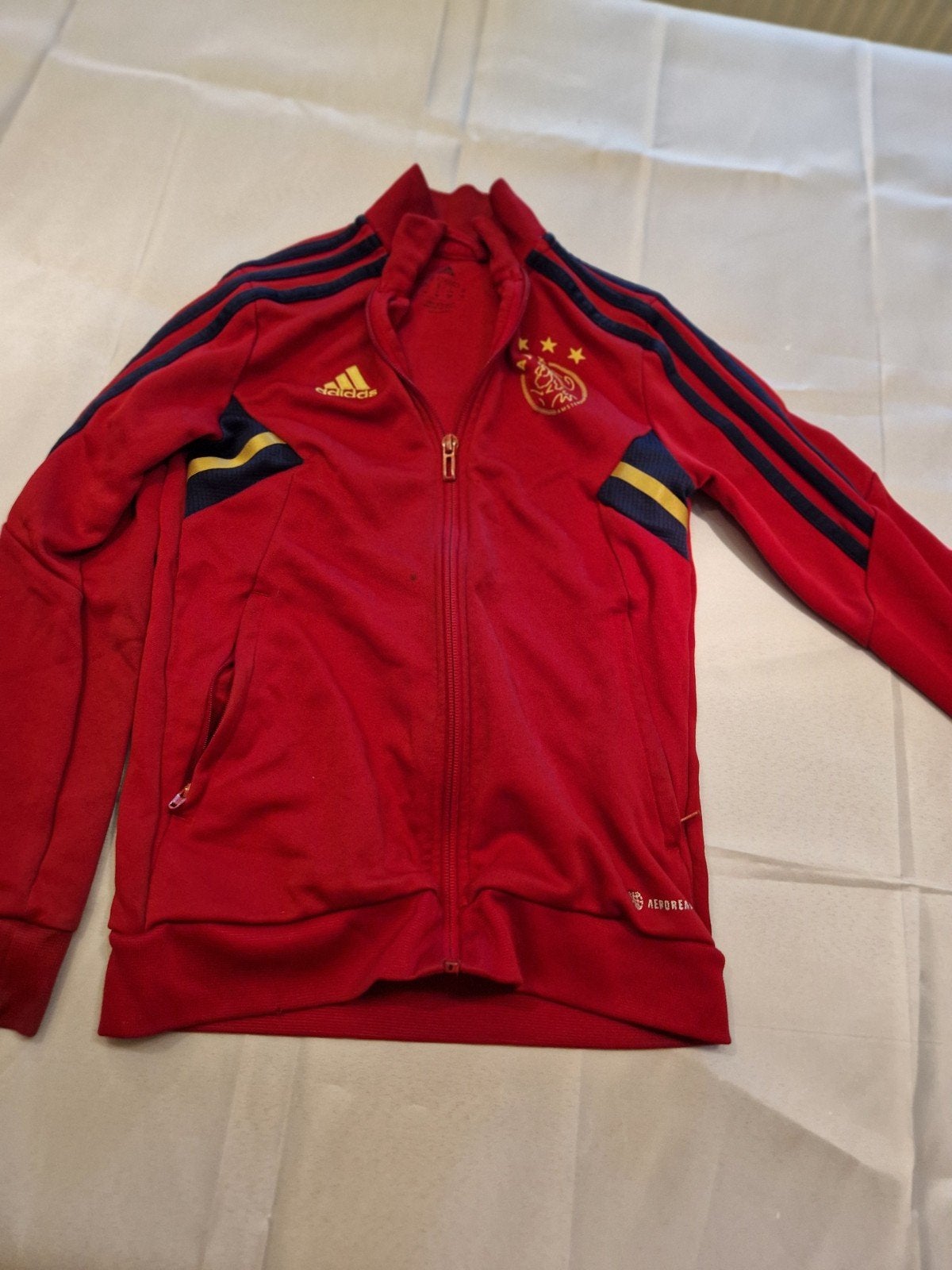Ajax Adidas Trainingsjack Rood Maat 140, Ophalen of Verzenden, Gebruikt, Adidas, Jongen of Meisje